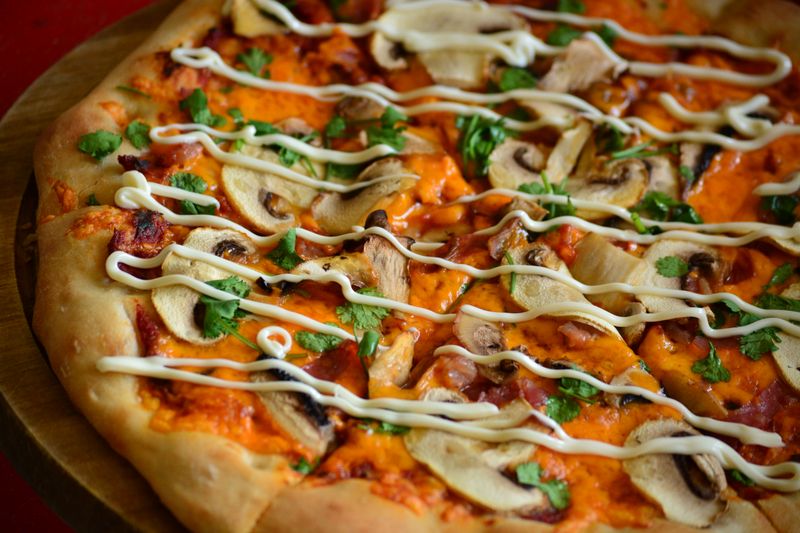 Truffle mushroom specialty pizza at pizza factory