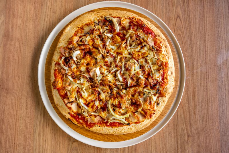 Four cheese pizza from the pizza factory